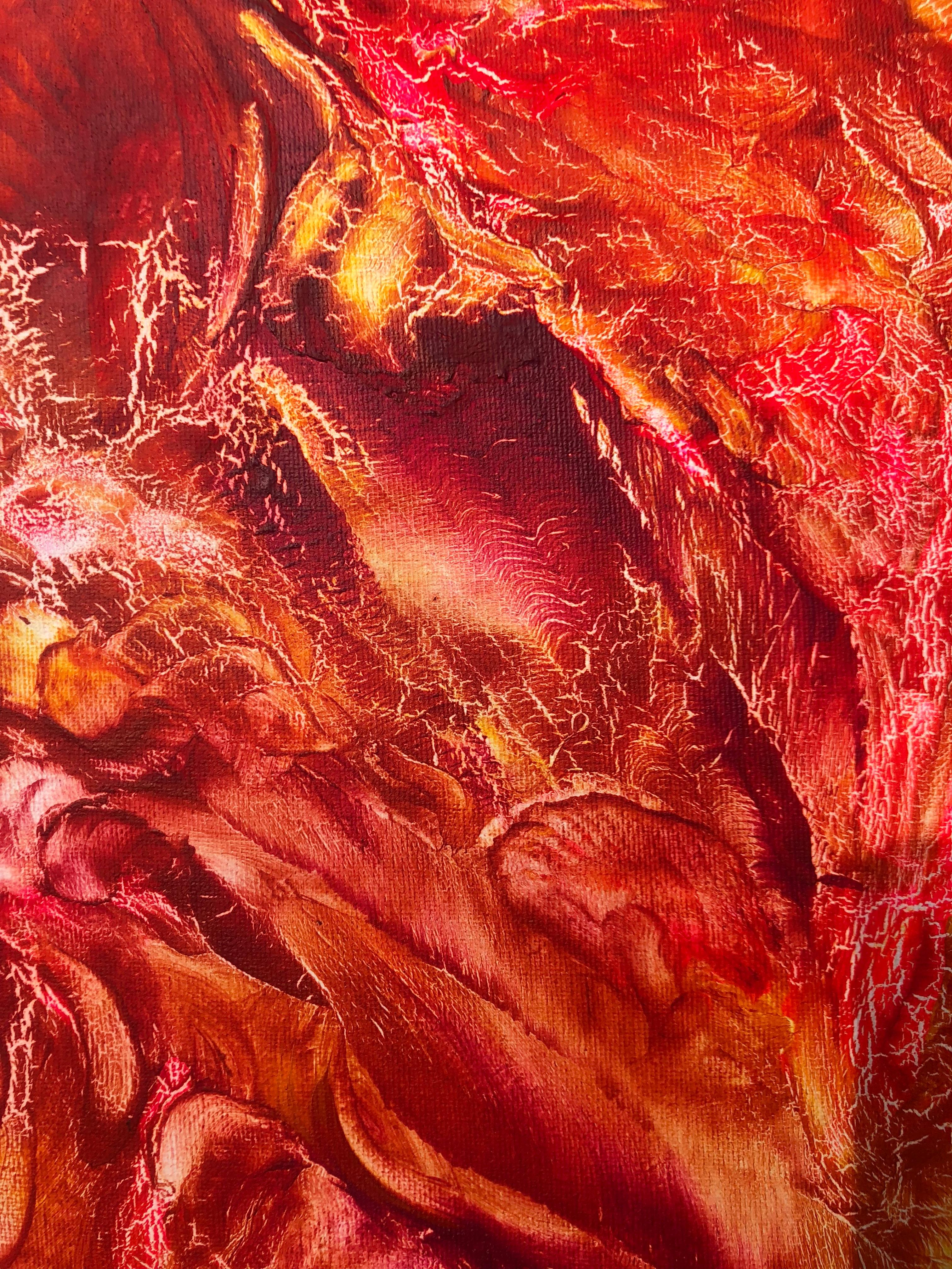 Oil painting on canvas -  contemporary art 21st century - red, orange, yellow im Angebot 3