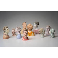 "Conversations", 10 Piece Ceramic Sculpture Composition 2