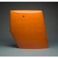 "Orange Number 364" , Minimalist Ceramic Sculpture with Vibrant Dripping Glaze 3