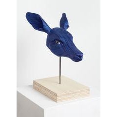 Song by Lindsay Pichaske, Ceramic Covered in String and Paint with Wooden Base 2