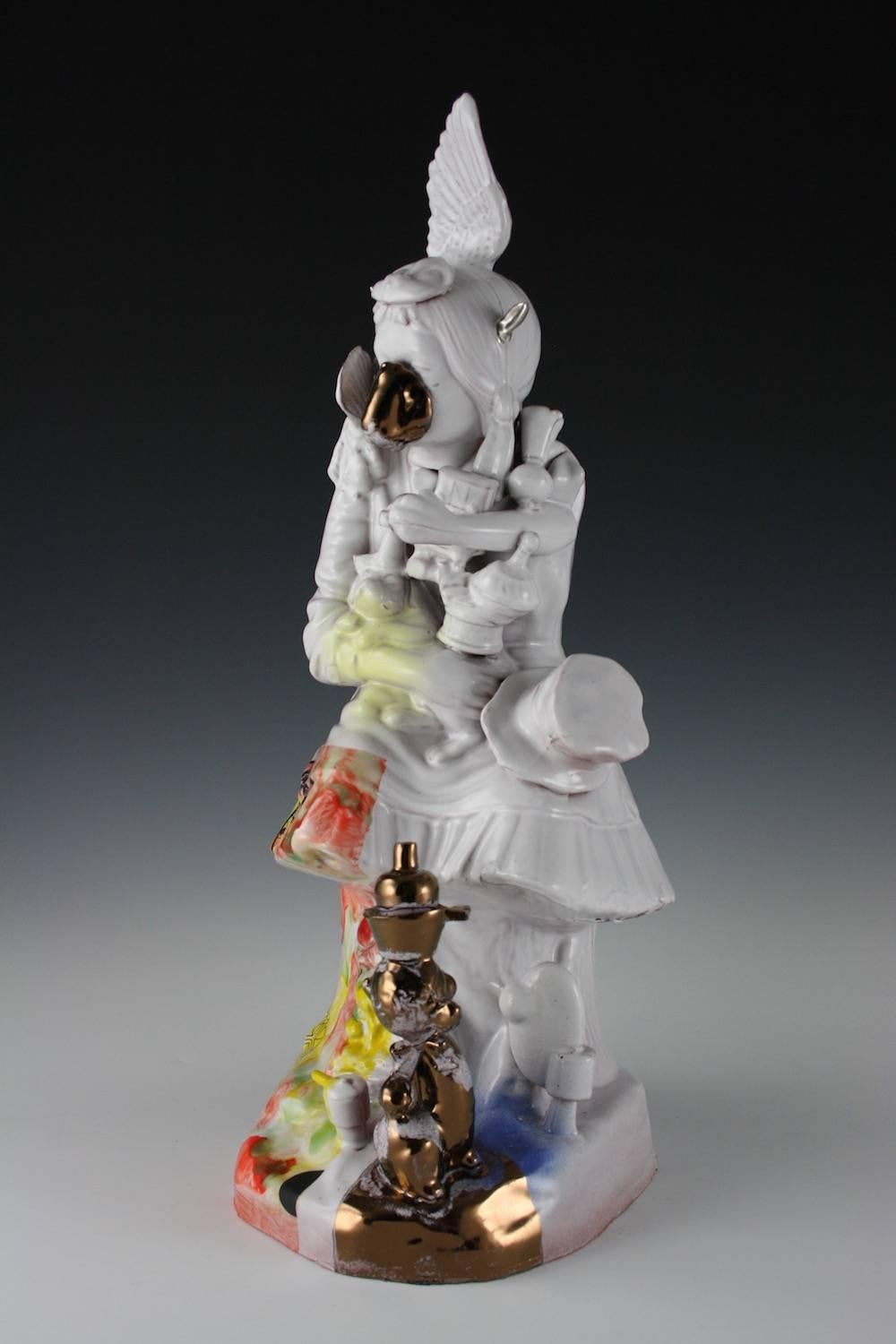 Paul McMullan's work explores collaged elements of pieced together earthenware while simultaneously maintaining a sort of formal elegance. Utilizing glazes, lusters, and full color decals, McMullan's work is a multi-faceted experience that prompts