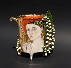 Verdant Dream Vase von Irina Zaytceva, handbemalte Illustration auf Porzellan 