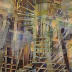 Stairway to Chaos by Nancy Newman Rice, Oil Painting on Paper on Panel, 2015