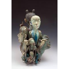 "Be My Guest", Colorfully Glazed Porcelain Sculpture, Figurative Abstract 9