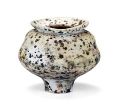 Moon Jar 02 by Perry Haas, Wood Fired Porcelain with Iron Particles, 2016