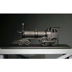 Kiln Glass Train by Adam Cohen, Cast Glass Sculpture on Metal Support Stand 2015 6