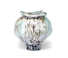 Wood Fired Porcelain Moon Jar with Glaze and Speckling by Perry Haas, 2016