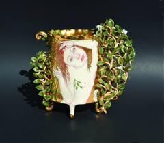 Nymph Daphne Changing, Vase by Irina Zaytceva, Illustration on Porcelain Vessel