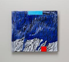 Small Raku Wall Slab by Jun Kaneko, Wall Mounted Ceramic with Painterly Glazing