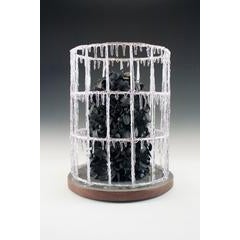 Noir Buisson by Rain Harris, Hand Sculpted Black Clay with Resin and Wood Base 1