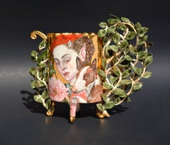 "Walk in the Forest", Porcelain Sculpture with Gold Luster and Illustration