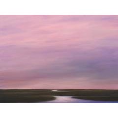 "Waterway", Acrylic Landscape Painting on Canvas with Walnut Frame 6