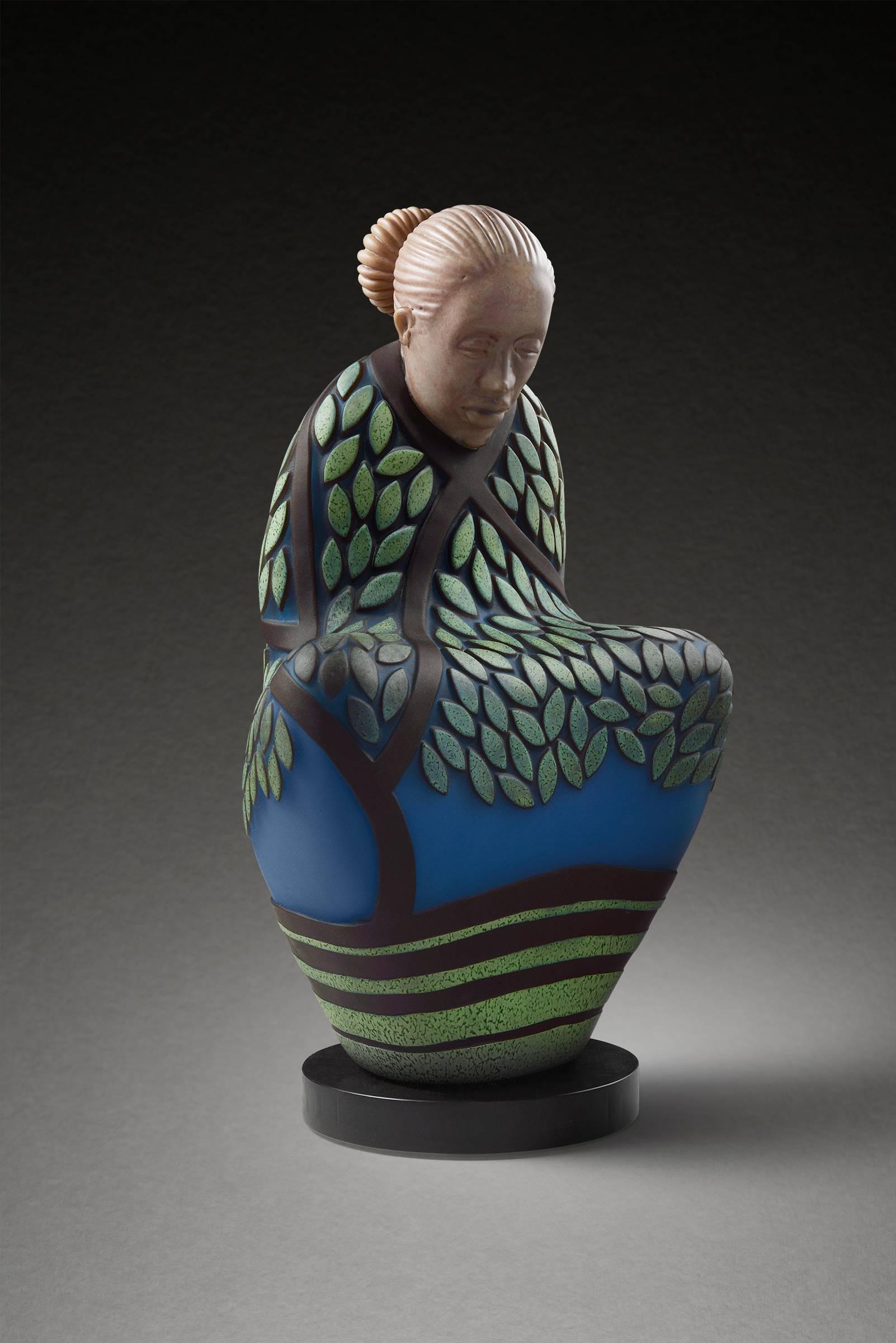 Ross Richmond Still-Life Sculpture - "Seated Beneath the Trees", Blown and Hot Sculpted Glass with Carved Detail
