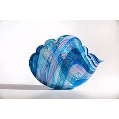 South Seas Cloud by Nancy Callan, Translucent Blown Glass Sculpture in Blue 10