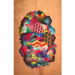 Colorful Geometric Abstract Painting with Clear Resin Finish 12