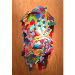 Vinyl Acrylic Geometric Abstract Painting with Resin Finish on Wood Panel 11