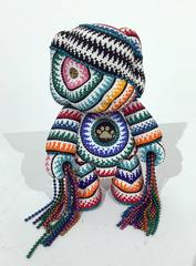 Bear with Chains by Jan Huling, Beaded Toy Sculpture