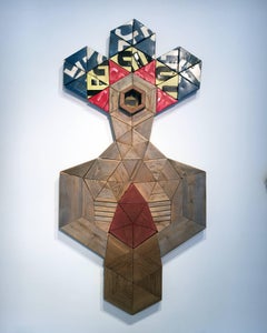 FIre Totem by Benjamin Lowder, Reclaimed Barn Wood and Vintage Metal Signage