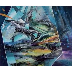 Breach by Zach Jackson, Dark Futuristic Abstract Acrylic Painting on Wood 9