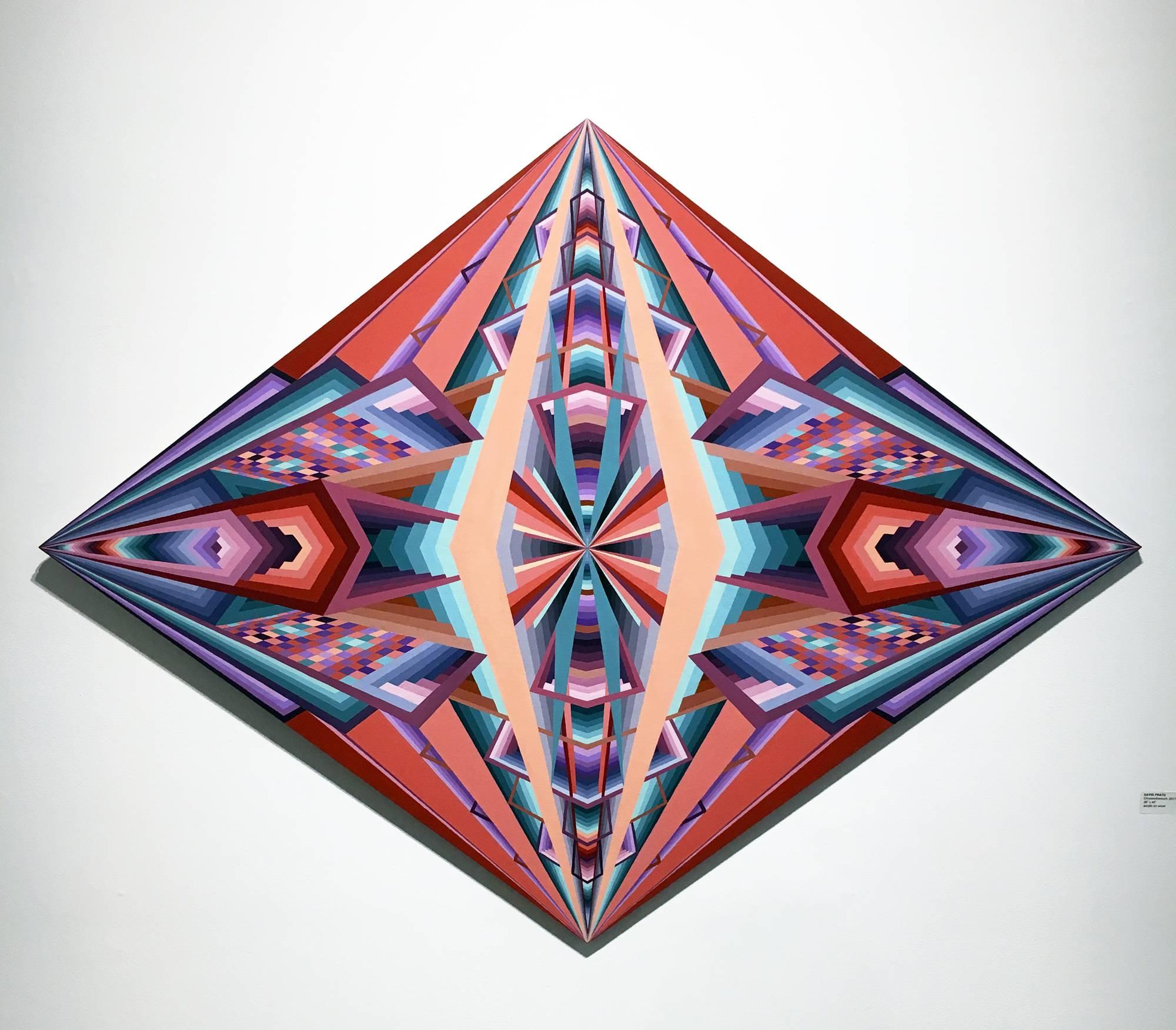 "Chrysanthemum", Intricate Geometric Abstract Acrylic Painting on Maple Panel - Mixed Media Art by David Fratu