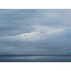 "Across the Bay" , Acrylic Landscape Painting on Canvas with Walnut Frame 8