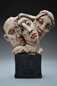 "Threesome", Stoneware Sculpture with Glaze and Underglaze