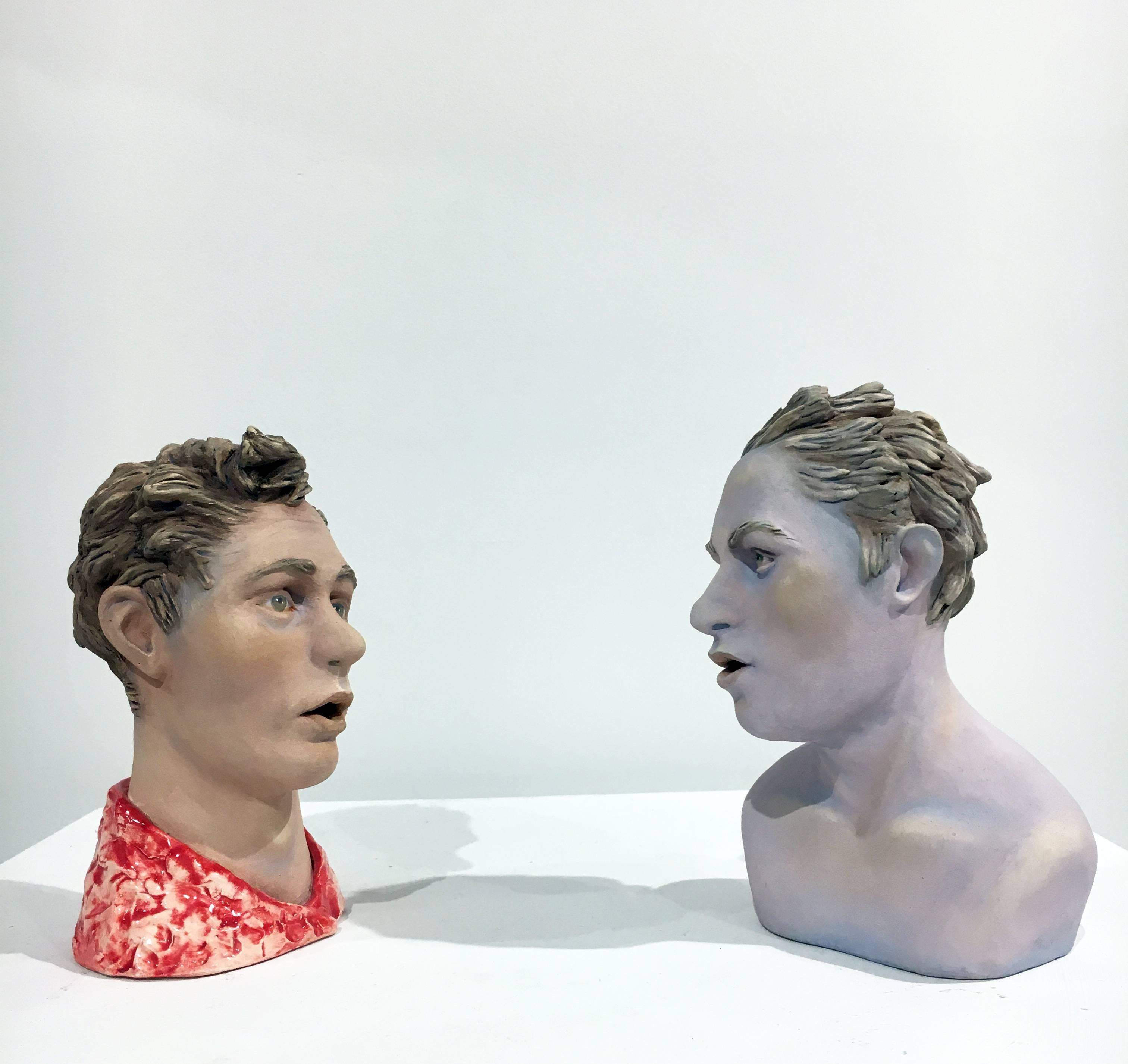 "Conversation: Grouping 4", Ceramic Figures Painted with Acrylics and Glaze - Mixed Media Art by Beverly Mayeri