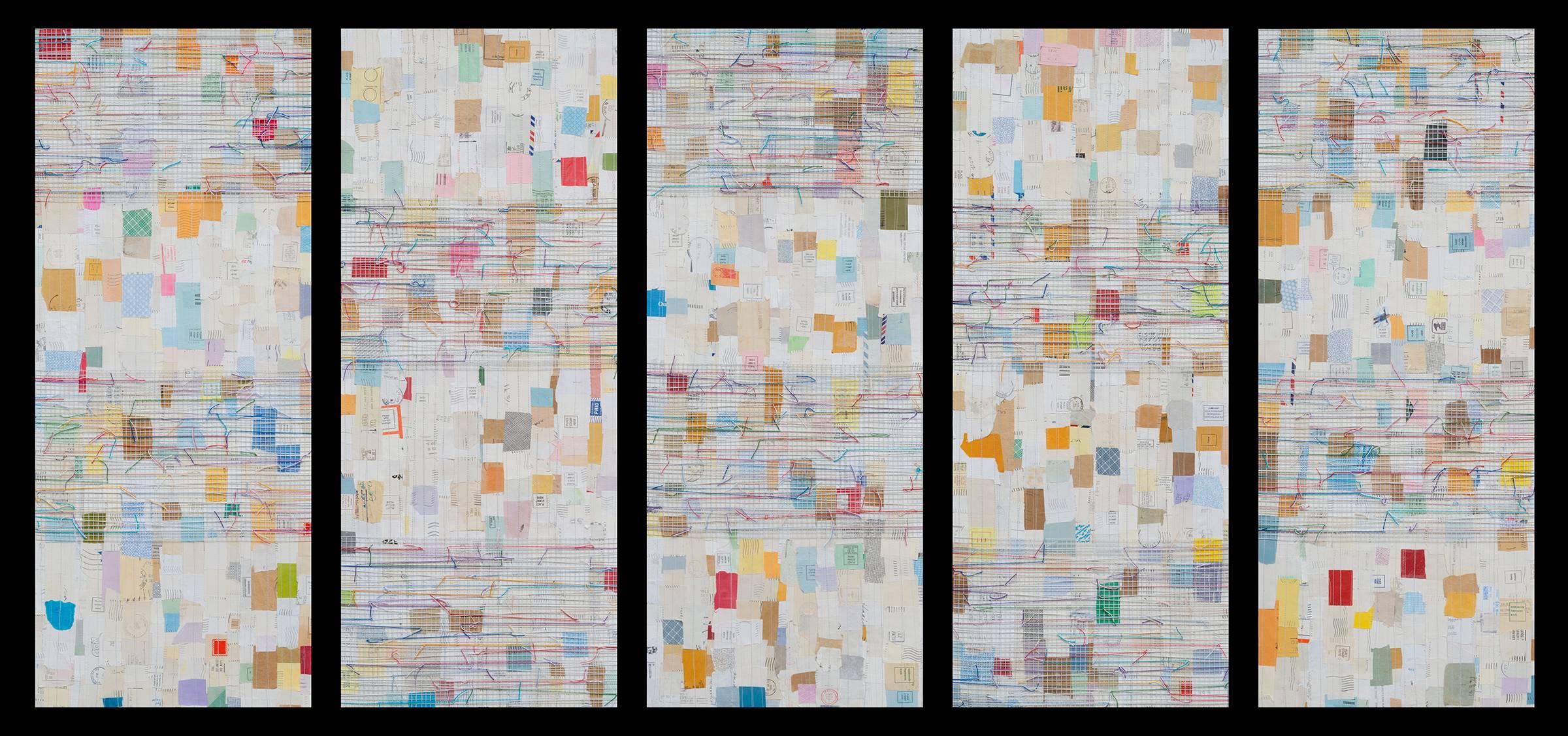 "Notes", Wall Sculpture Composed of Postmarked Envelope Paper and Mixed Media - Mixed Media Art by John Garrett