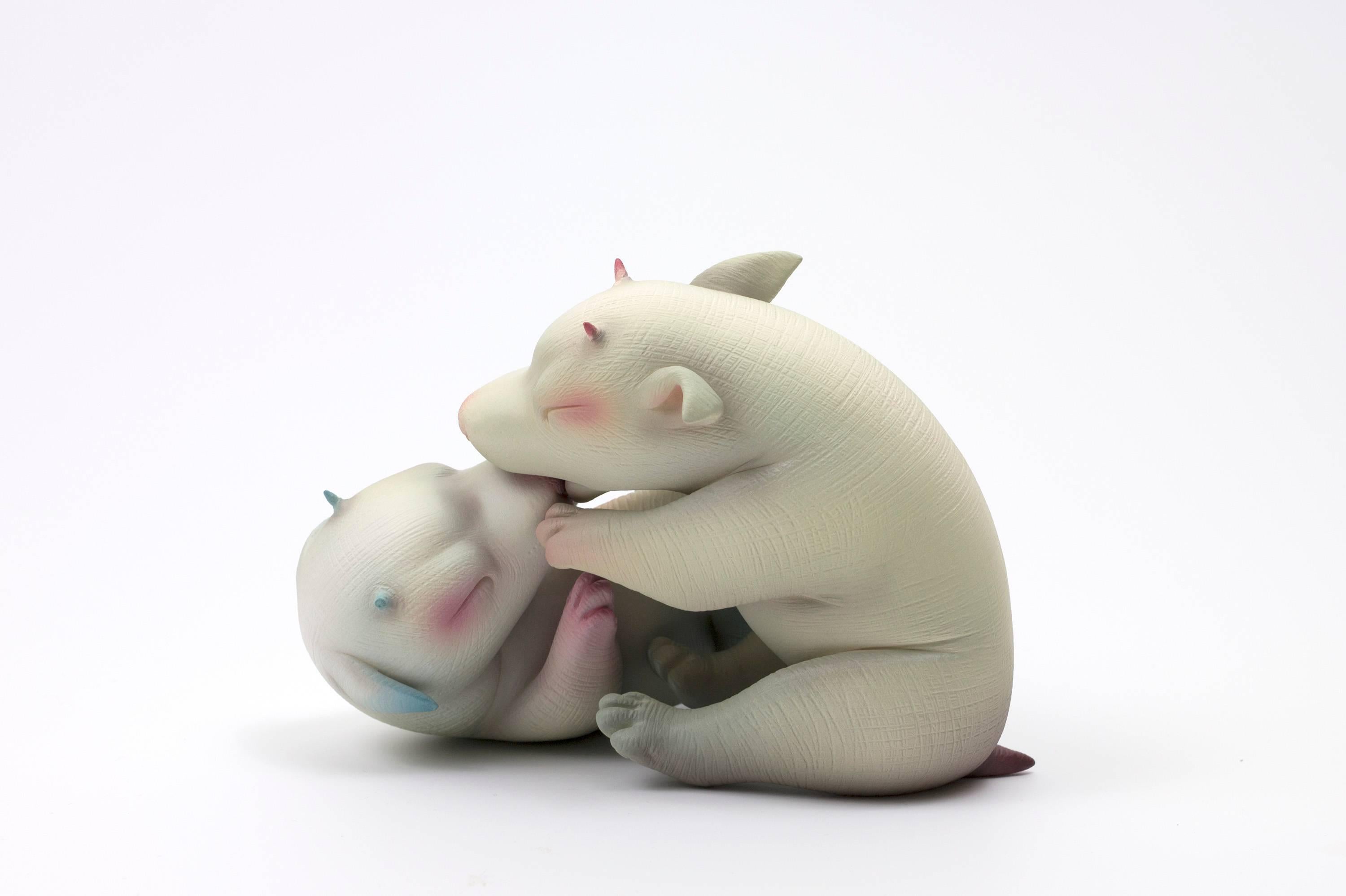 "Can't Take the Fight From the Kid", Hand Sculpted Porcelain with Acrylic Paint - Art by Erika Sanada