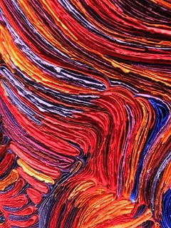 "Fire in the Lake", Hand Made Paper Wall Sculpture in Birch Frame