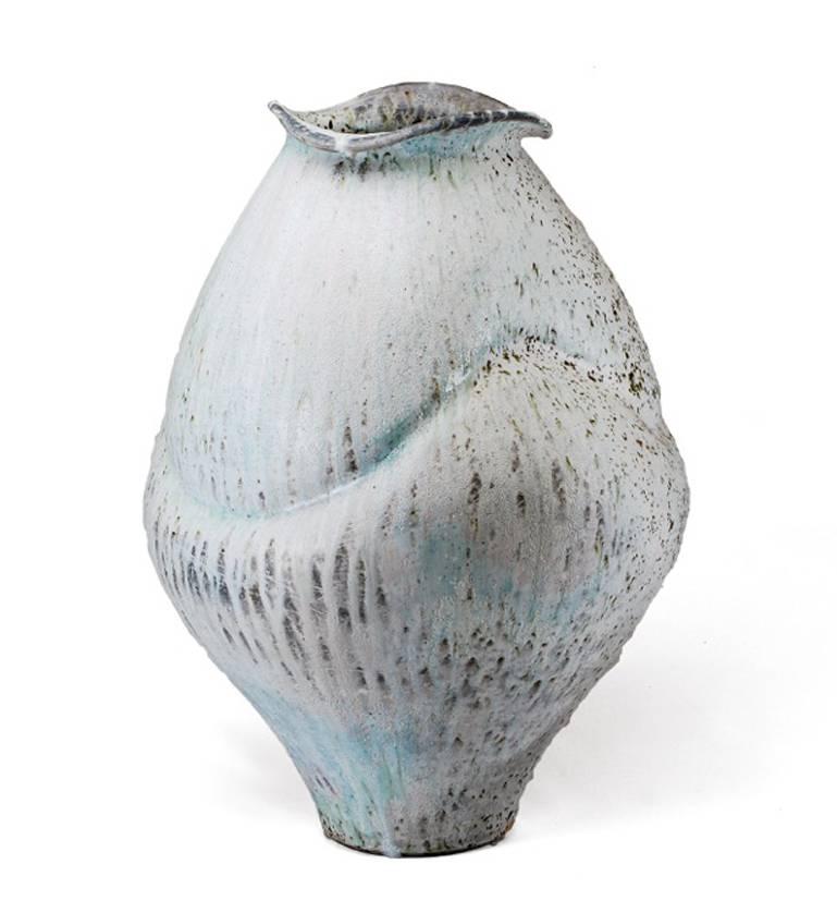 Perry Haas Abstract Sculpture - Contemporary Wood Fired Porcelain Jar Form, Design, Sculpture, Glaze, Ceramic