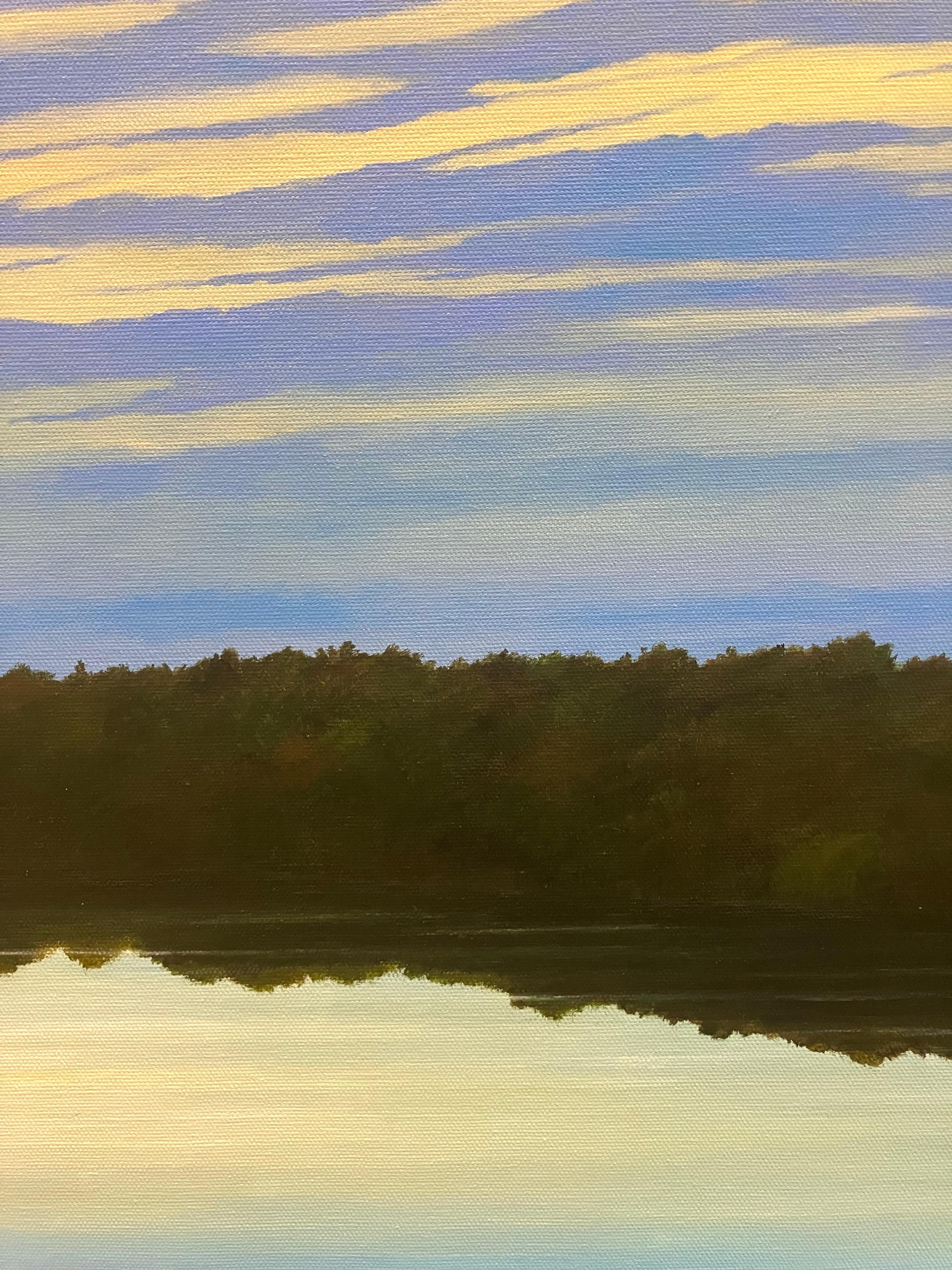 River Glow, Ahzad Bogosian, 2020, Academic Landscape Painting, Framed, Sunset 2