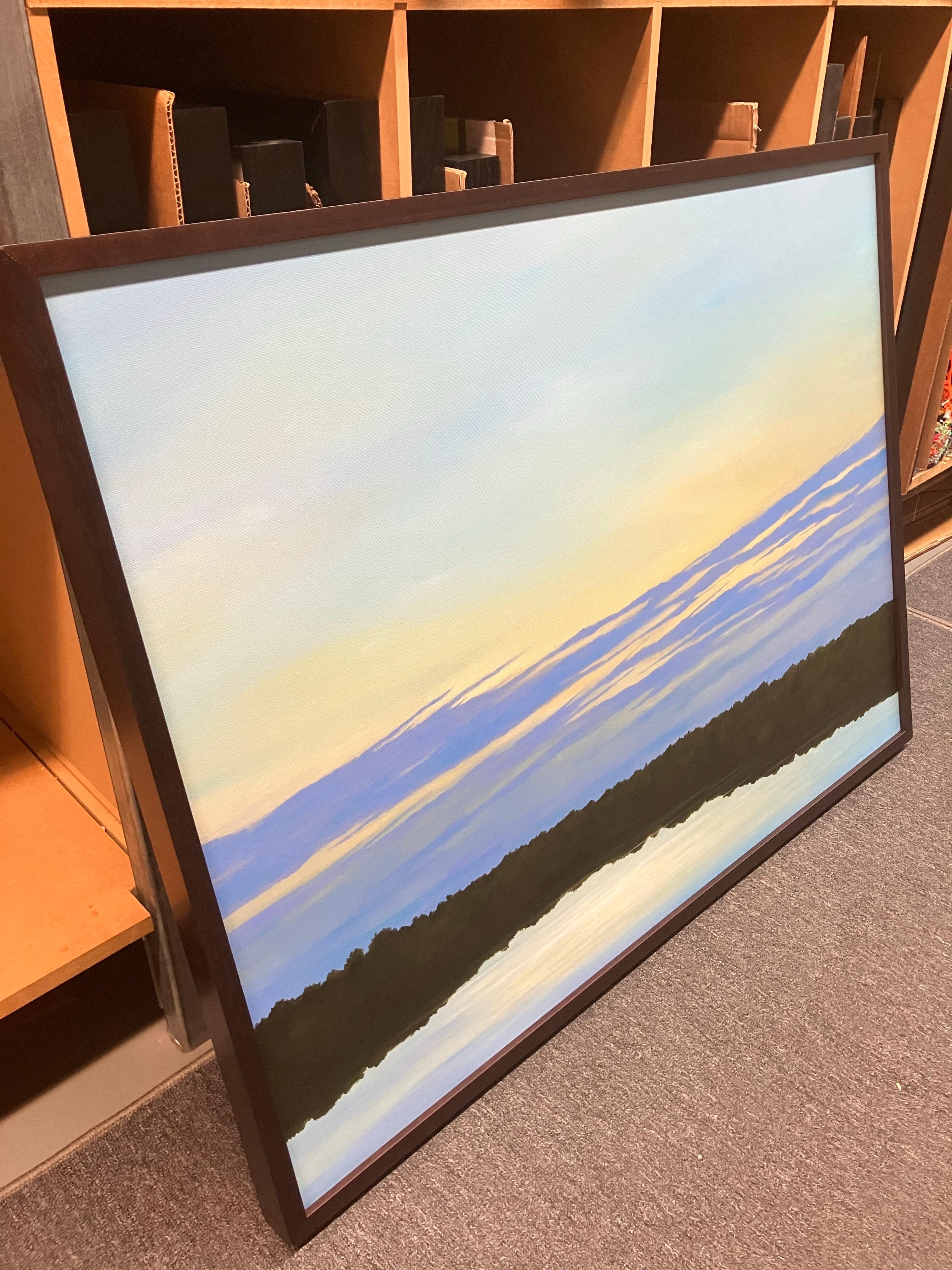 River Glow, Ahzad Bogosian, 2020, Academic Landscape Painting, Framed, Sunset 3