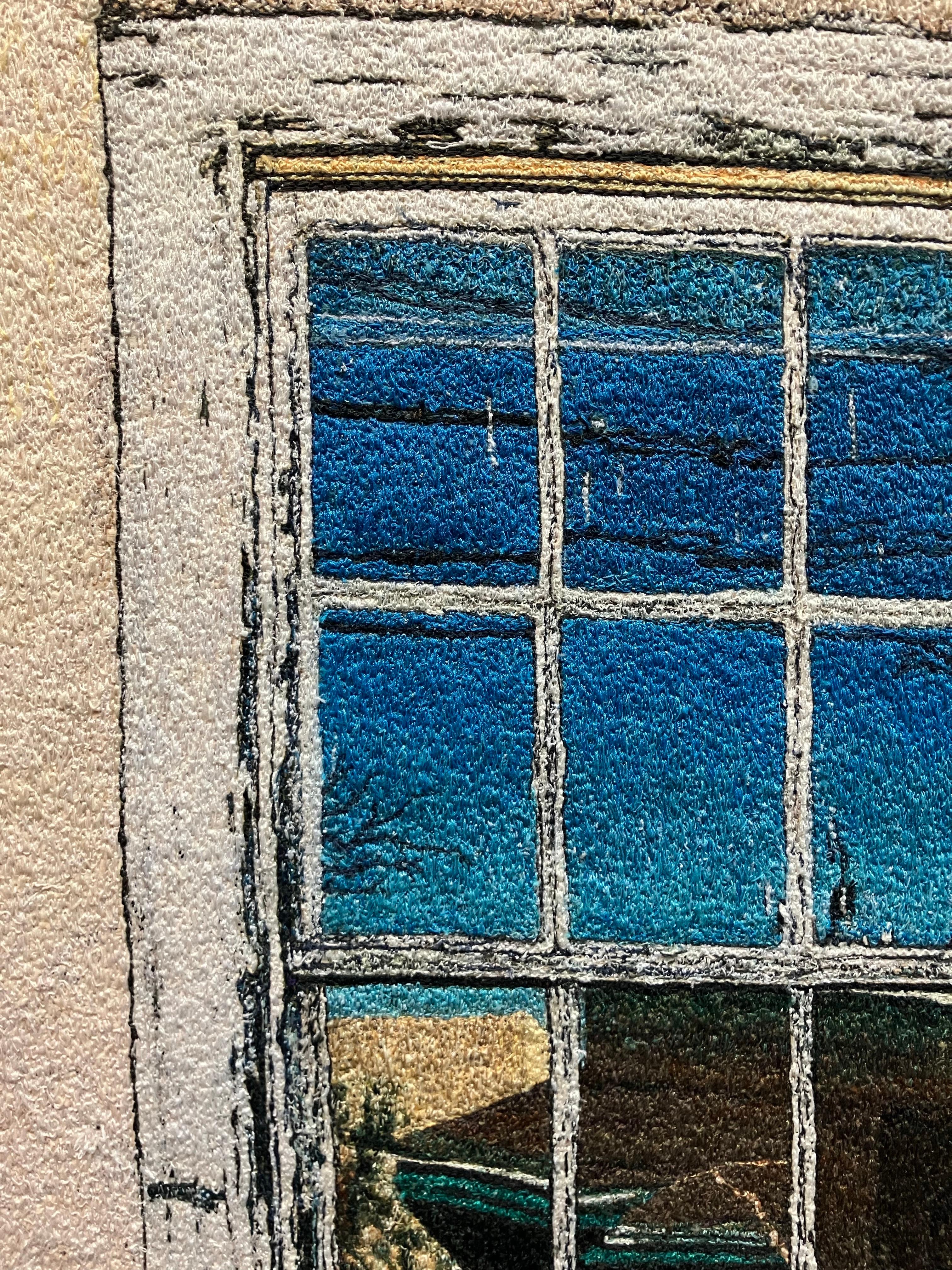 Riflessi di finestra, Carol Shinn, 2016, Ricamo con cornice, Fotorealismo, Filato 7
