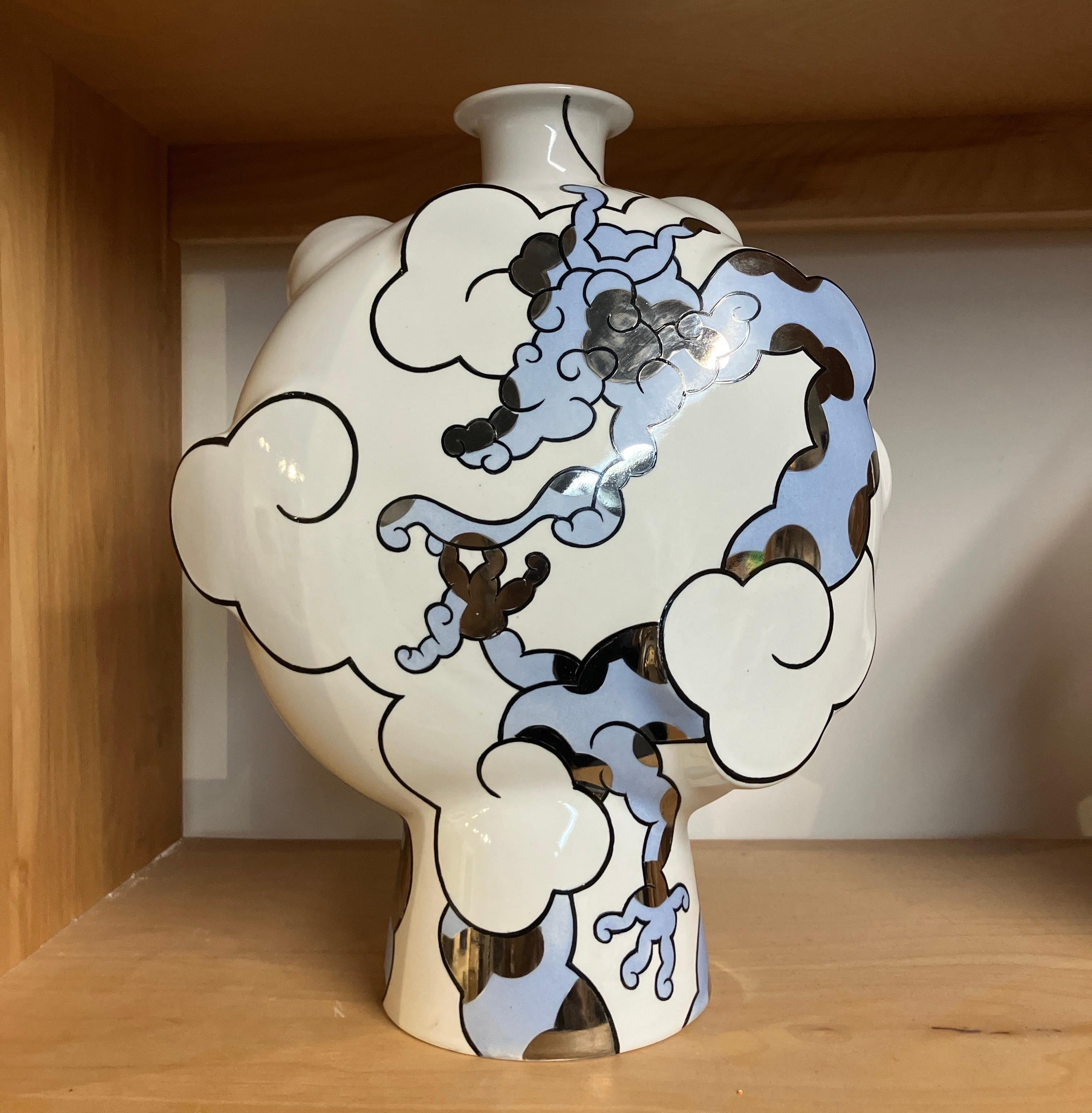 Porcelain Vase Form, China Paint, Mythos Cloud Flask, Sam Chung, 2025 For Sale 1