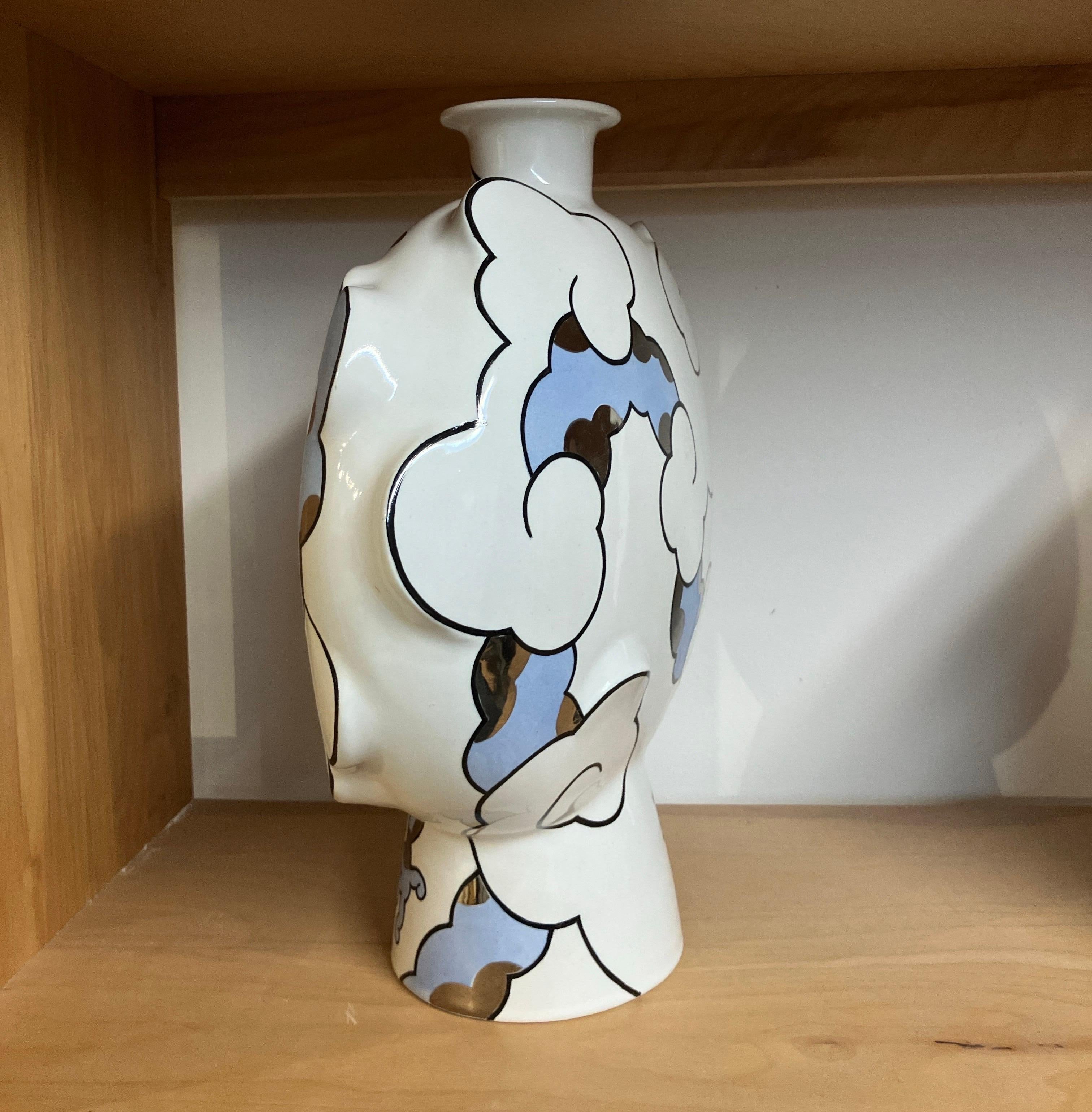 Porcelain Vase Form, China Paint, Mythos Cloud Flask, Sam Chung, 2025 For Sale 3