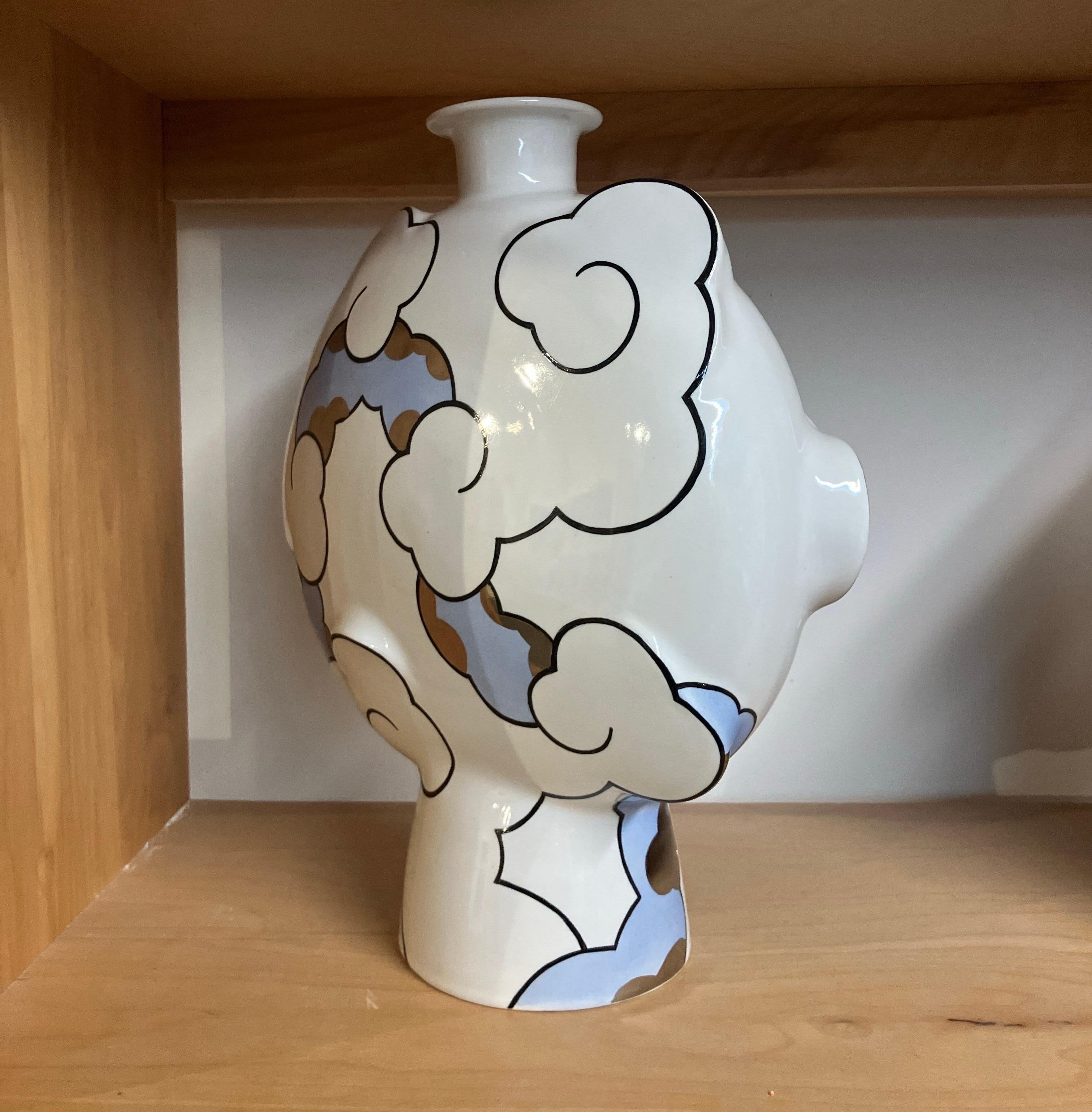 Porcelain Vase Form, China Paint, Mythos Cloud Flask, Sam Chung, 2025 For Sale 5