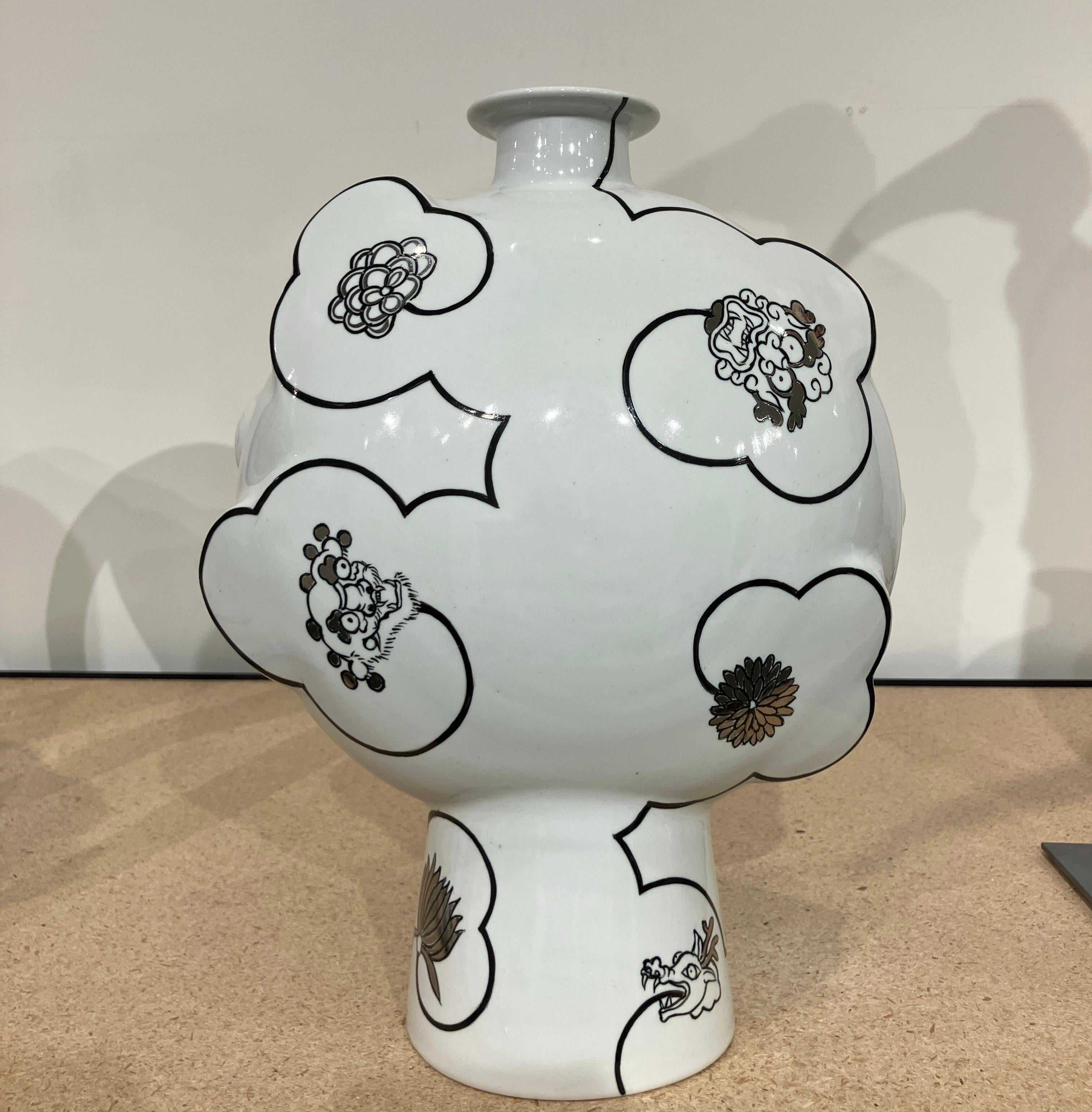 Porcelain, Overglaze Paint, Vessel, Functional, Mythos Flask, Sam Chung, 2025 For Sale 1