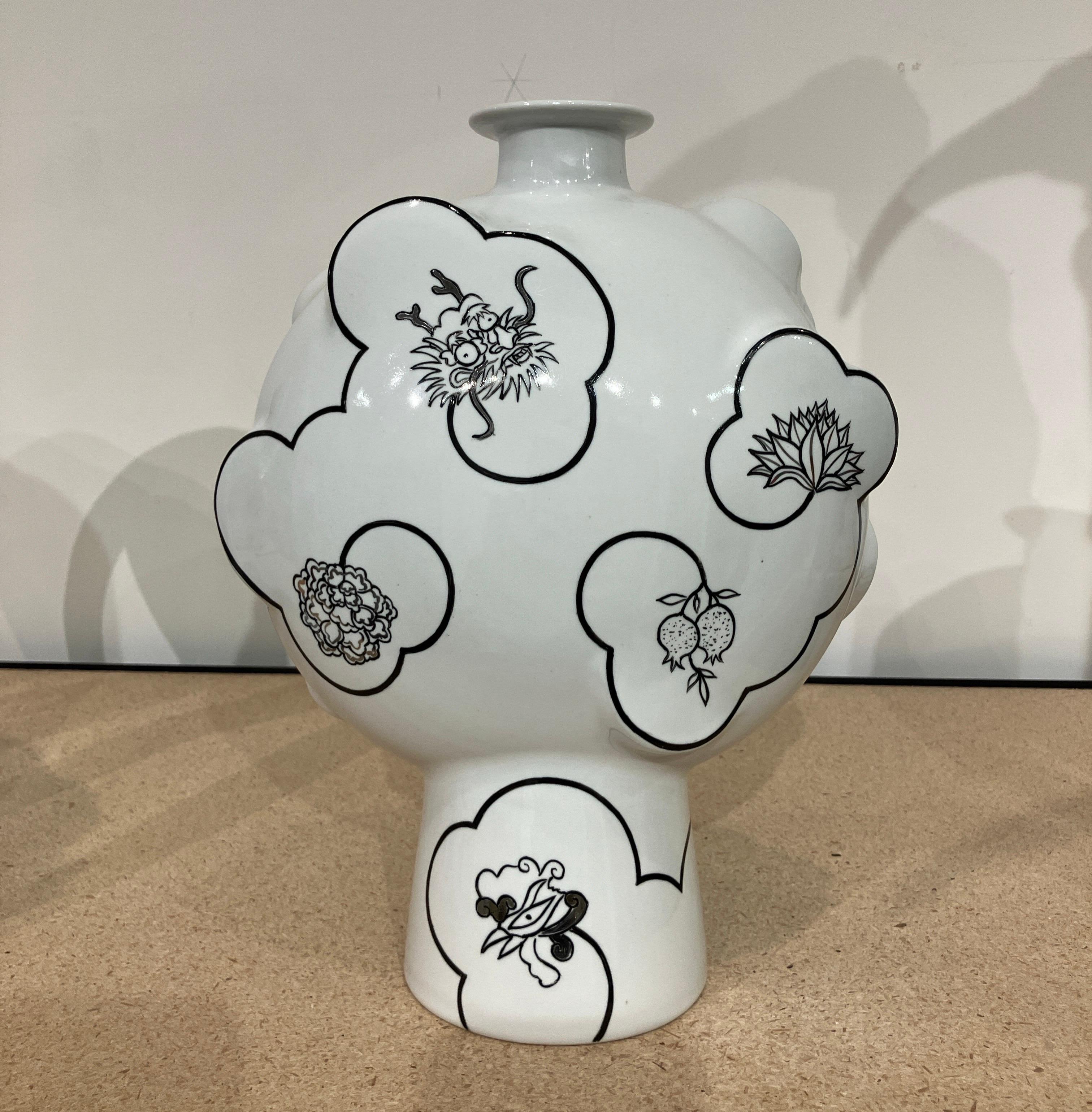 Porcelain, Overglaze Paint, Vessel, Functional, Mythos Flask, Sam Chung, 2025 For Sale 5