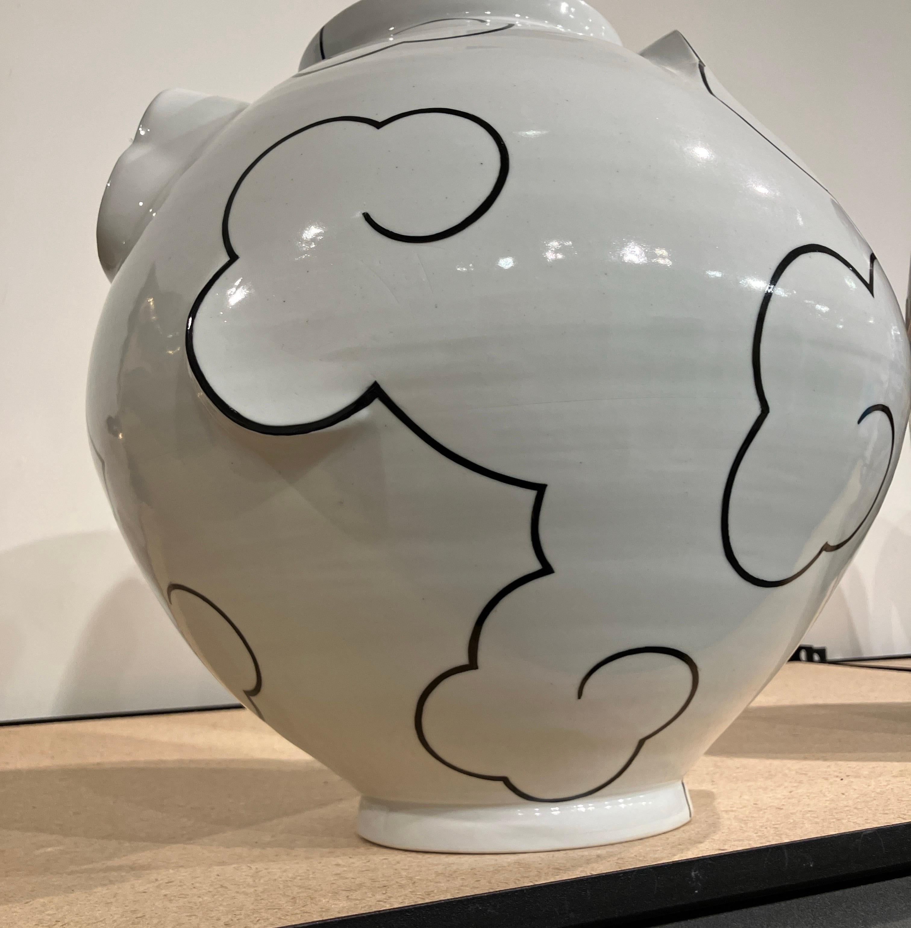 Functional Porcelain Sculpture, Korean American, Cloud Moon Jar, Sam Chung, 2025 For Sale 5