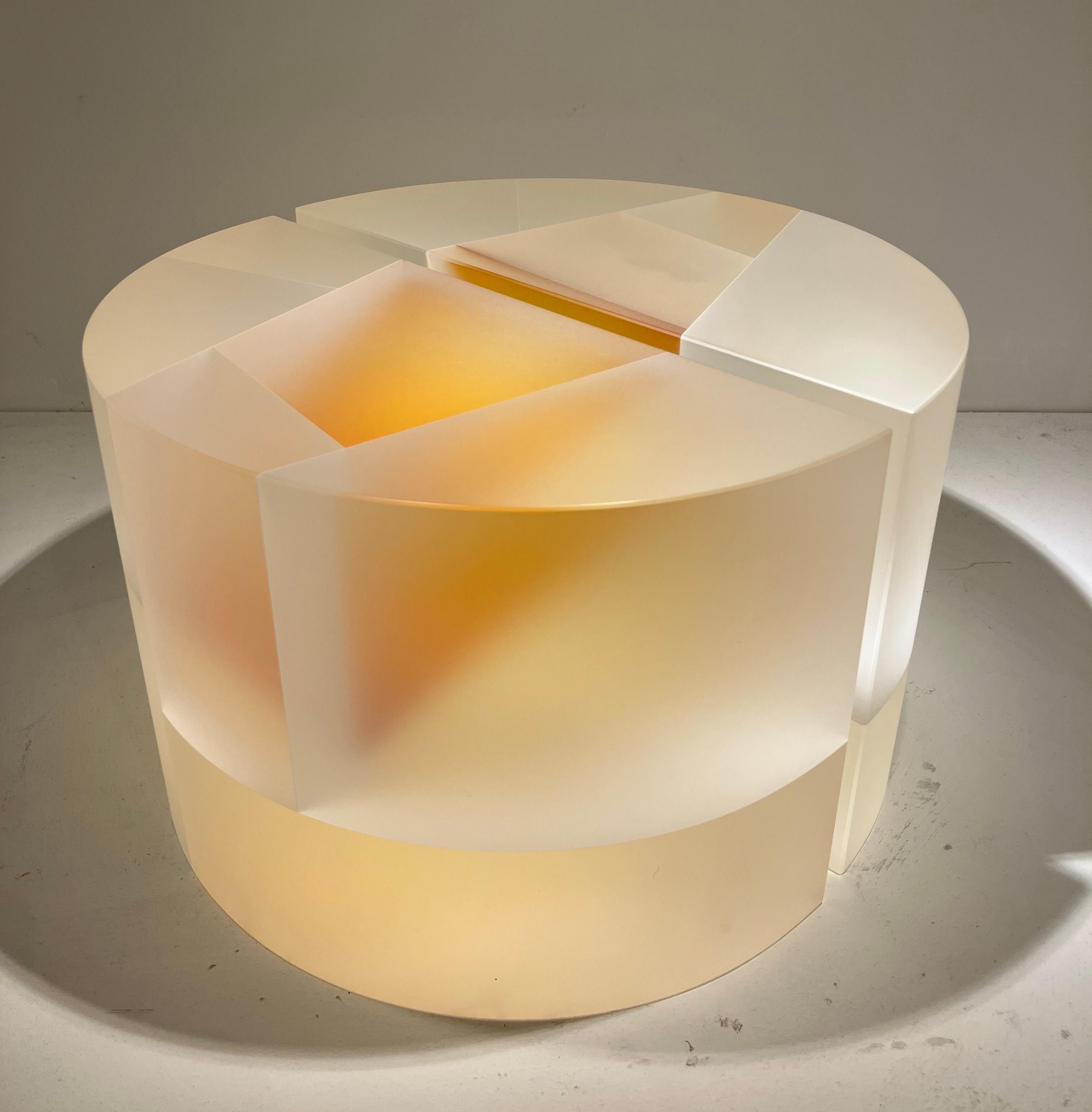 Carved Optical Glass Sculpture, Minimalist, Elegant, Contemporary Art, 