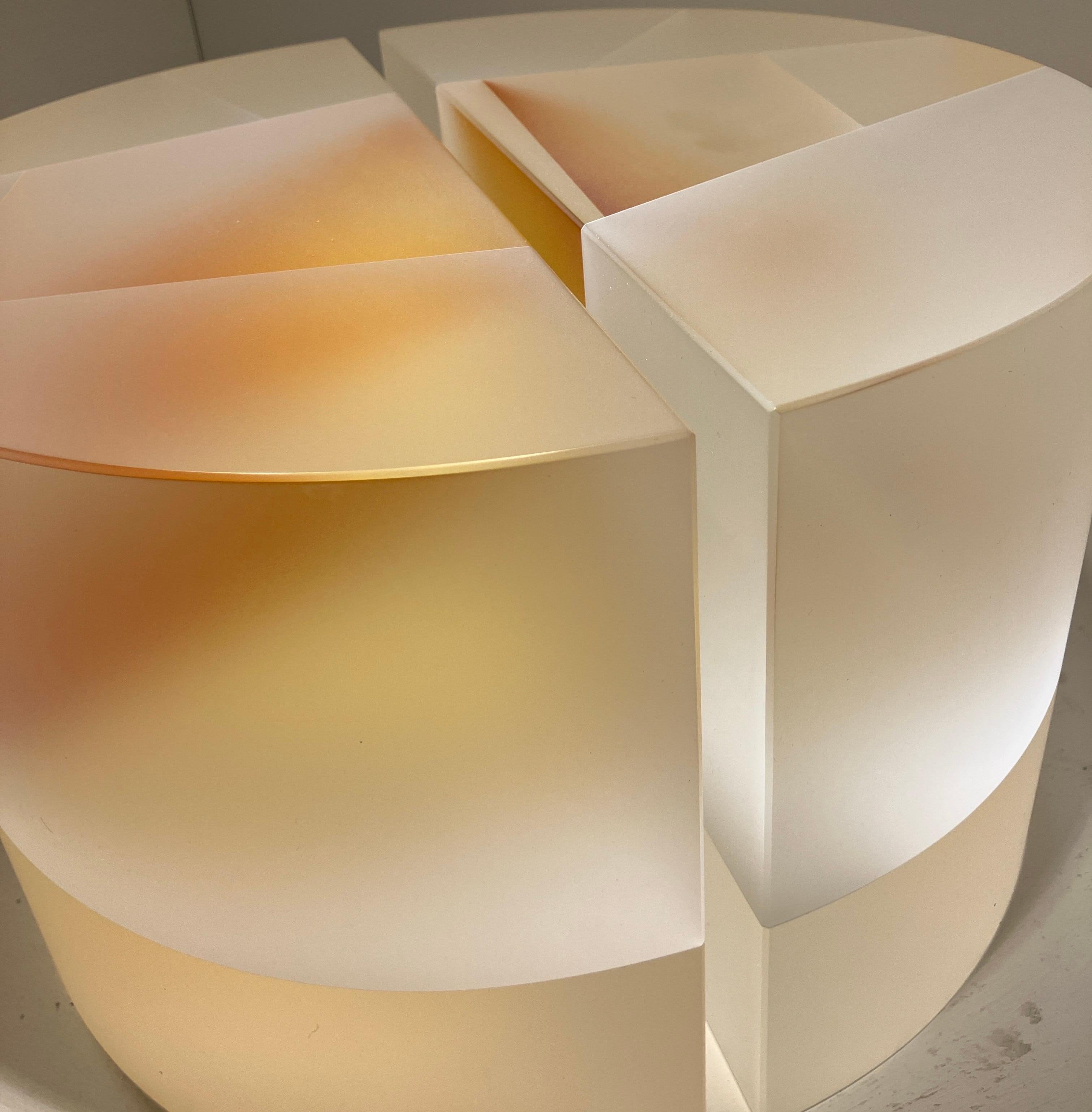 Carved Optical Glass Sculpture, Minimalist, Elegant, Contemporary Art, 