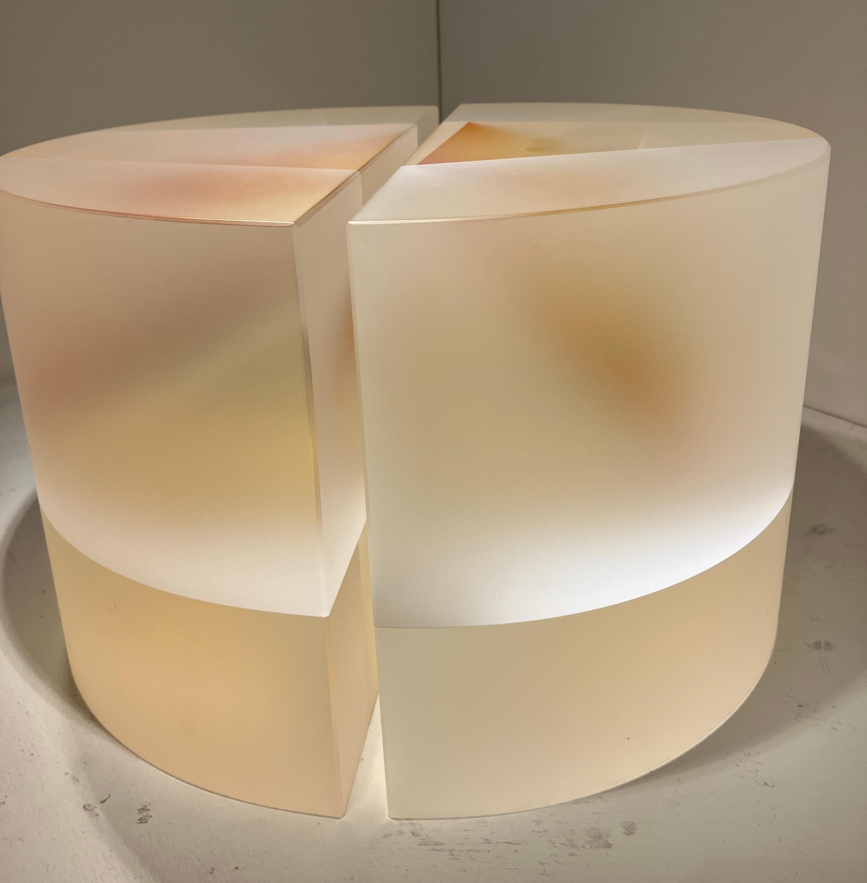 Carved Optical Glass Sculpture, Minimalist, Elegant, Contemporary Art, 