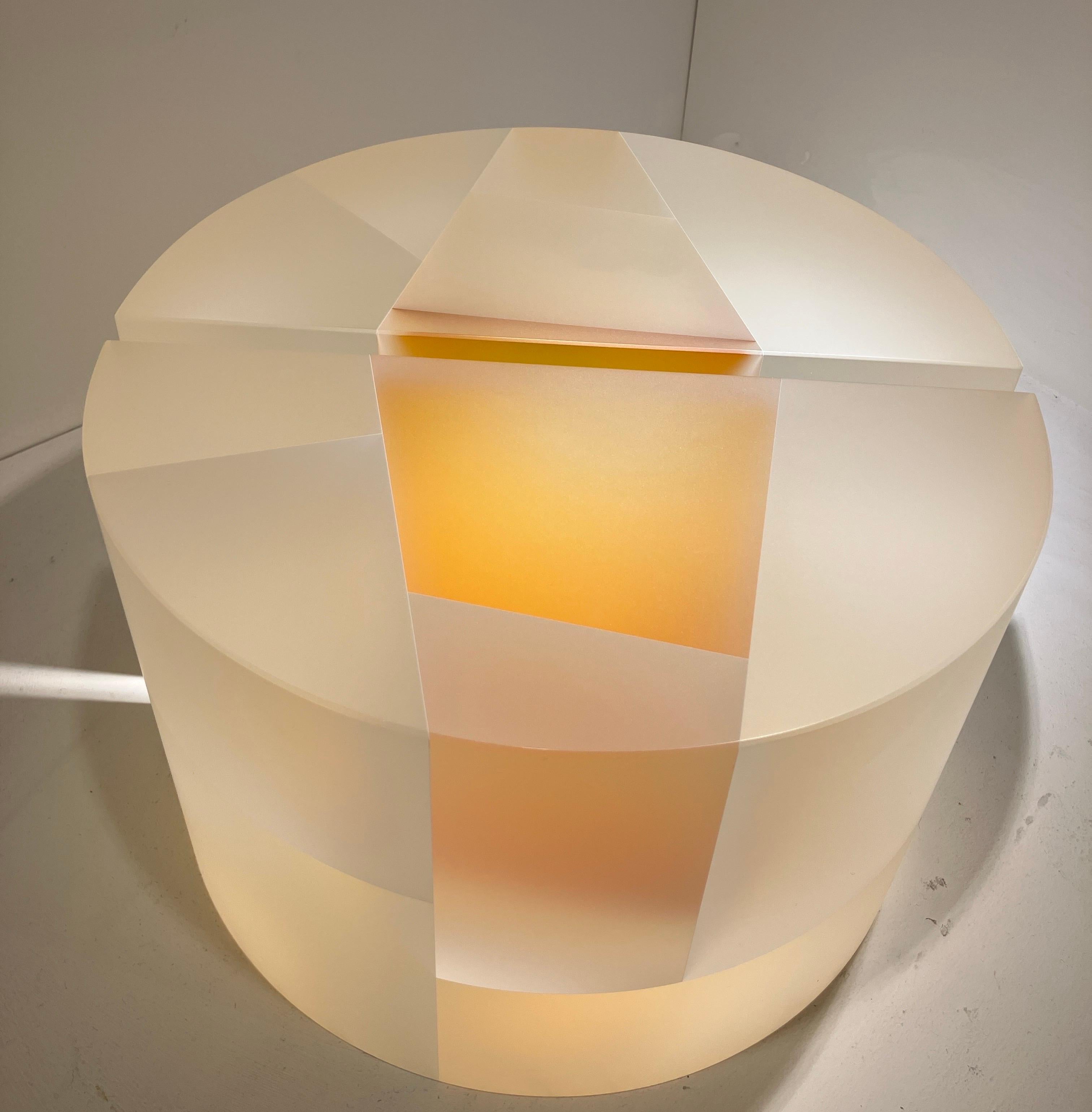 Carved Optical Glass Sculpture, Minimalist, Elegant, Contemporary Art, 