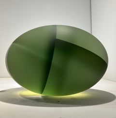 Optical Glass Sculpture, Minimalism, "Green Ovoid Diatom" by Jiyong Lee, 2024