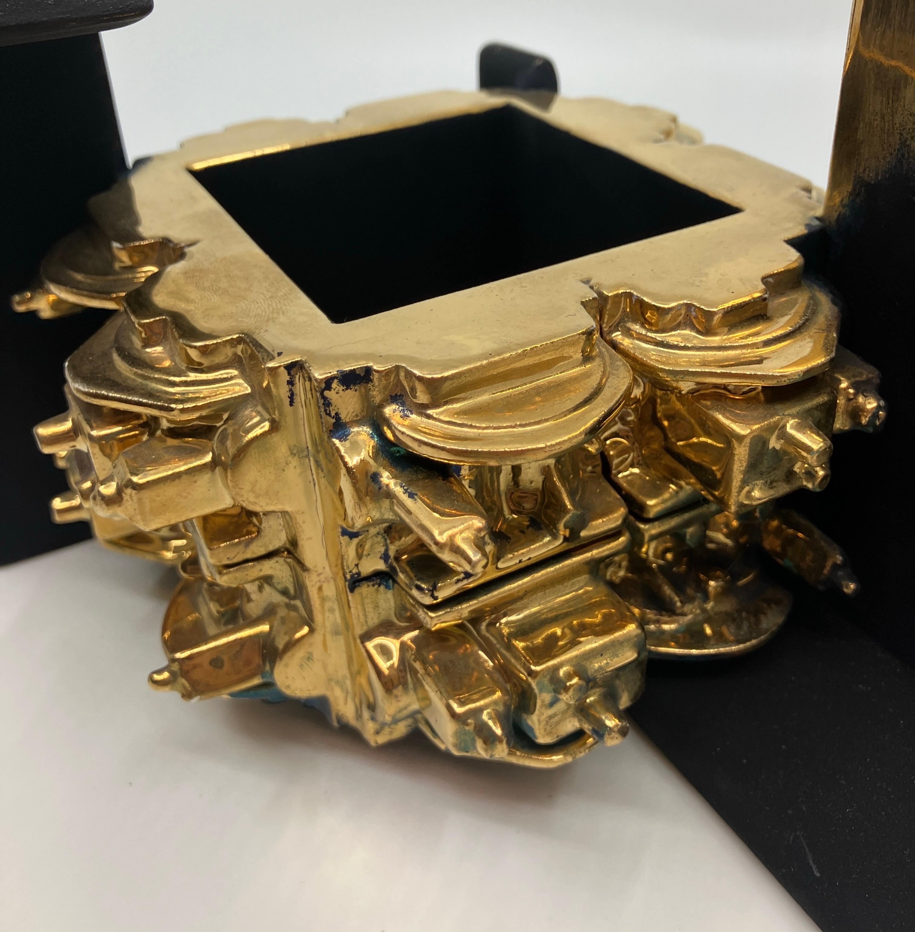 Contemporary, Ceramic, Sculpture, Gold Luster, Glaze, Crucible with Flywheel For Sale 1