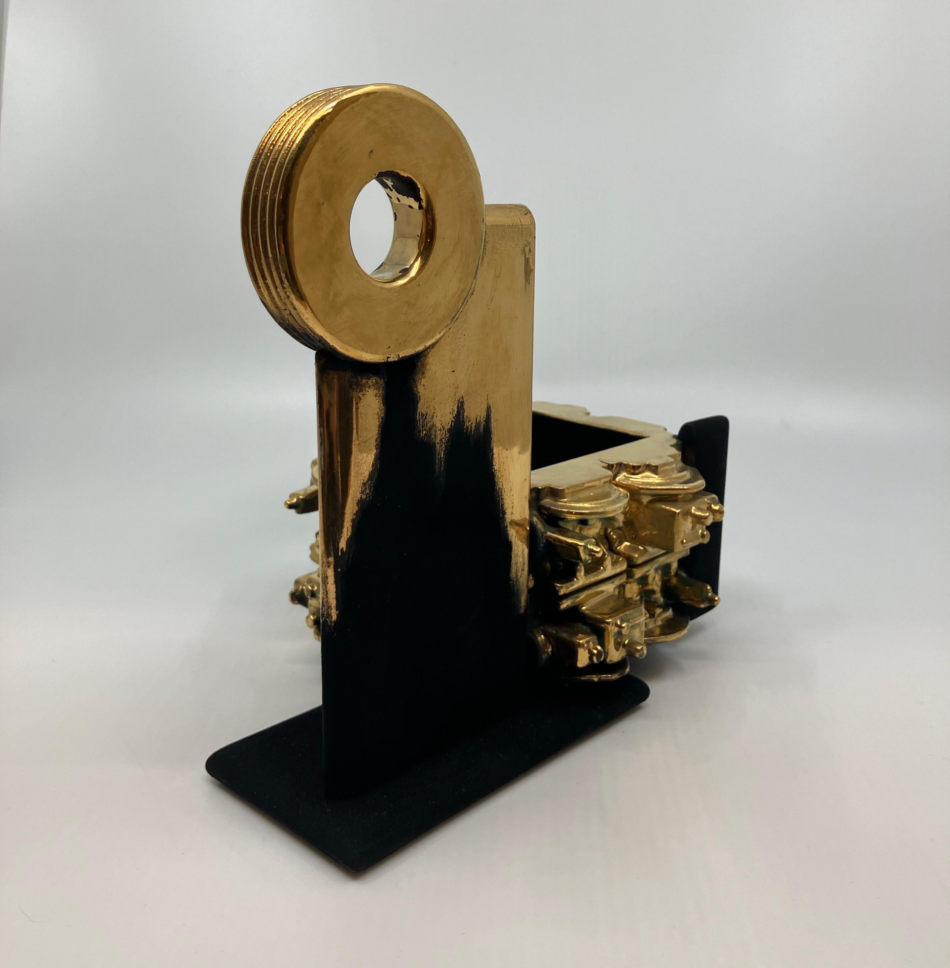 Contemporary, Ceramic, Sculpture, Gold Luster, Glaze, Crucible with Flywheel For Sale 3