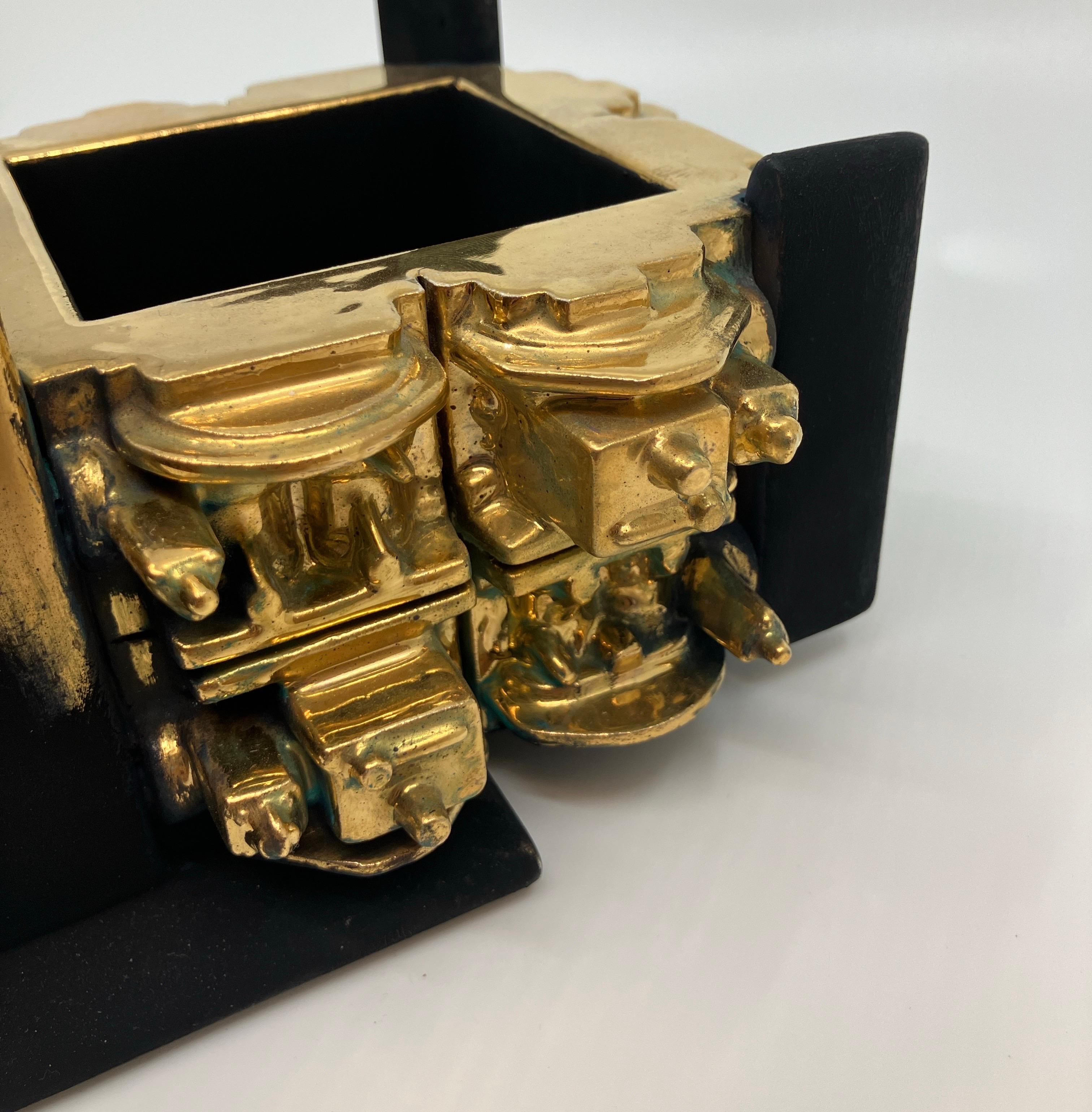Contemporary, Ceramic, Sculpture, Gold Luster, Glaze, Crucible with Flywheel For Sale 4