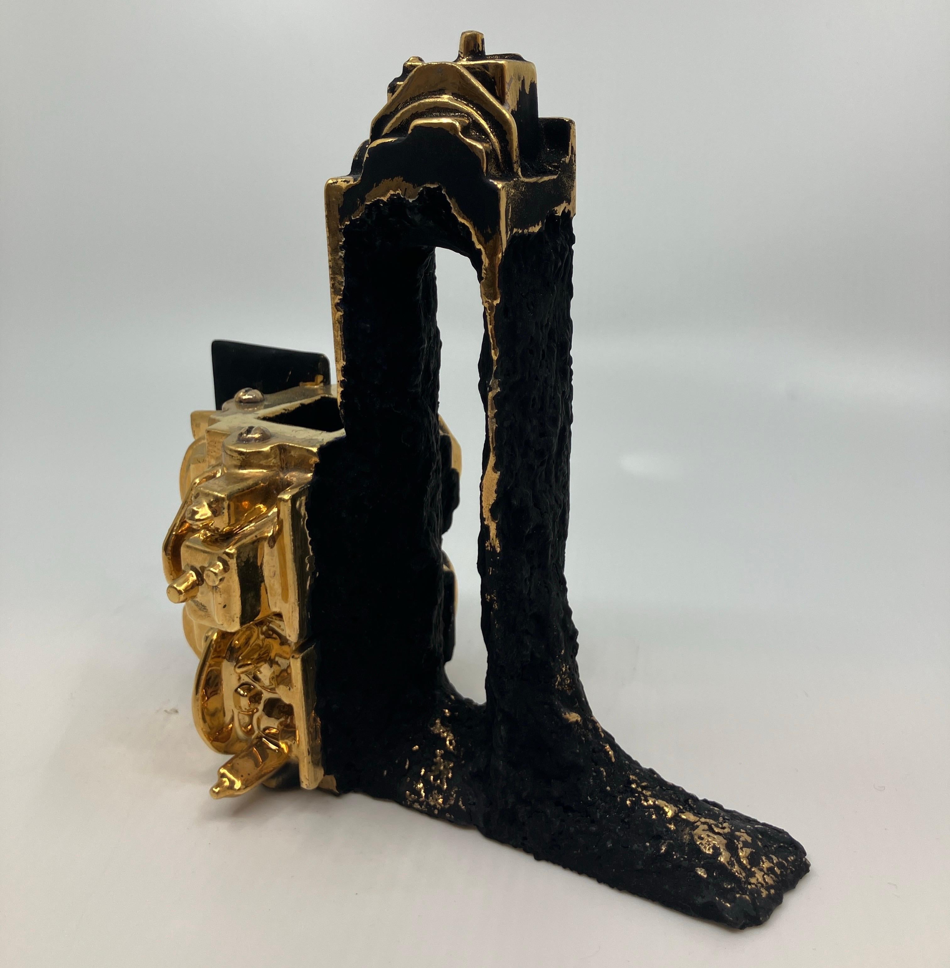 Contemporary, Ceramic, Sculpture, Gold Luster, Glaze, Crucible with Portal For Sale 4