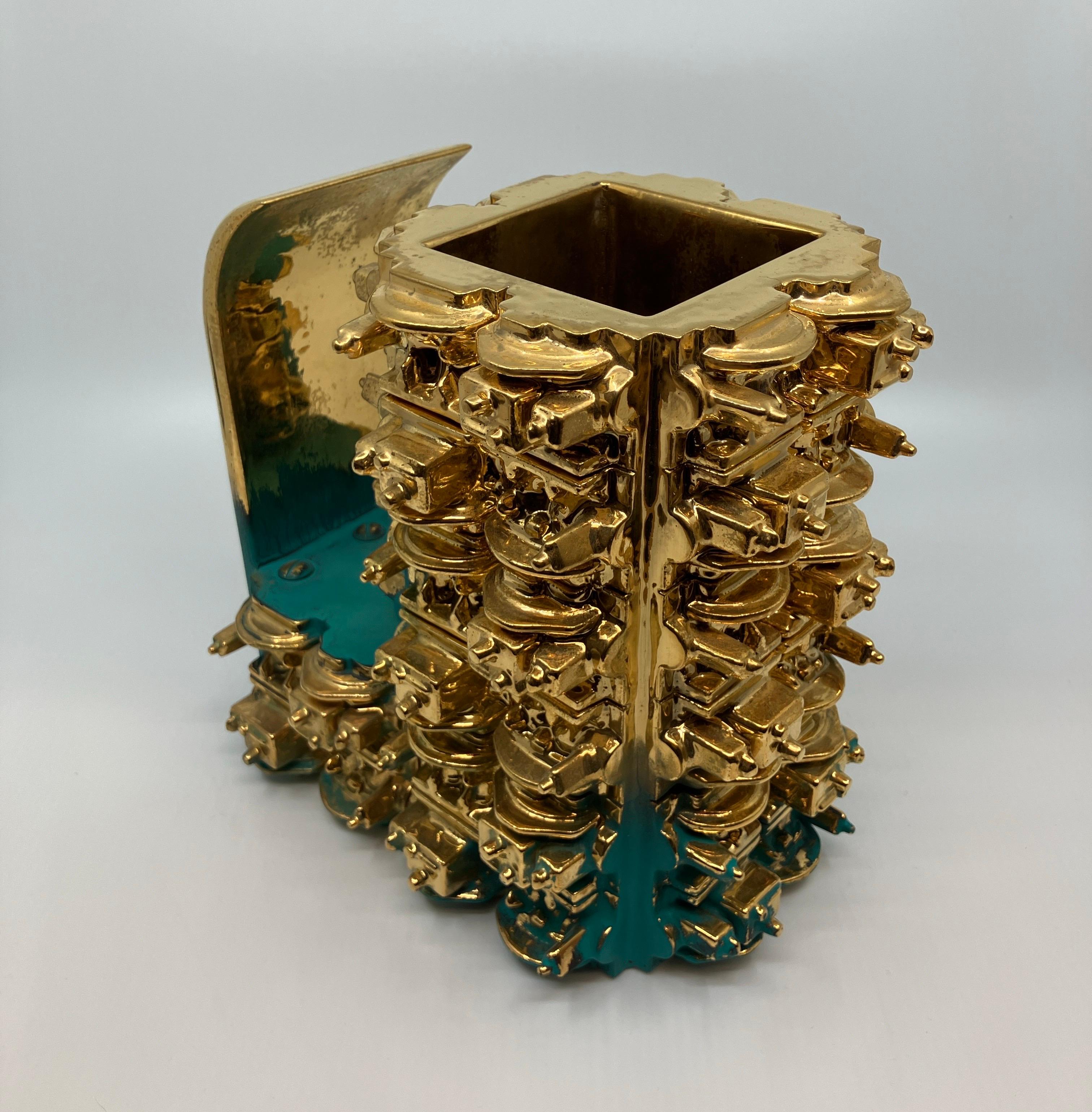 Contemporary, Ceramic, Sculpture, Gold Luster, Glaze, Euclidean Large Stein For Sale 2
